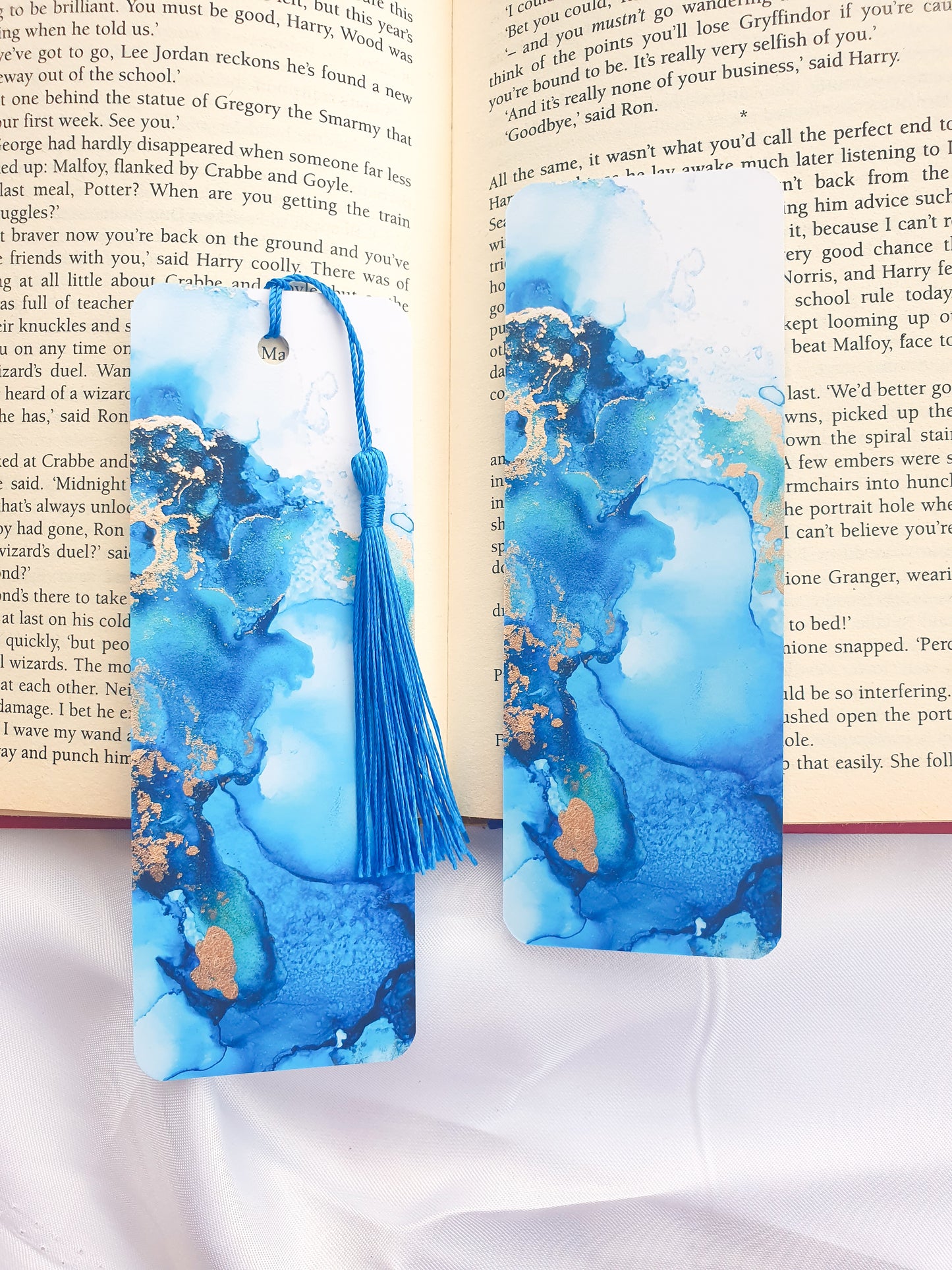 Blue Alcohol Ink bookmark