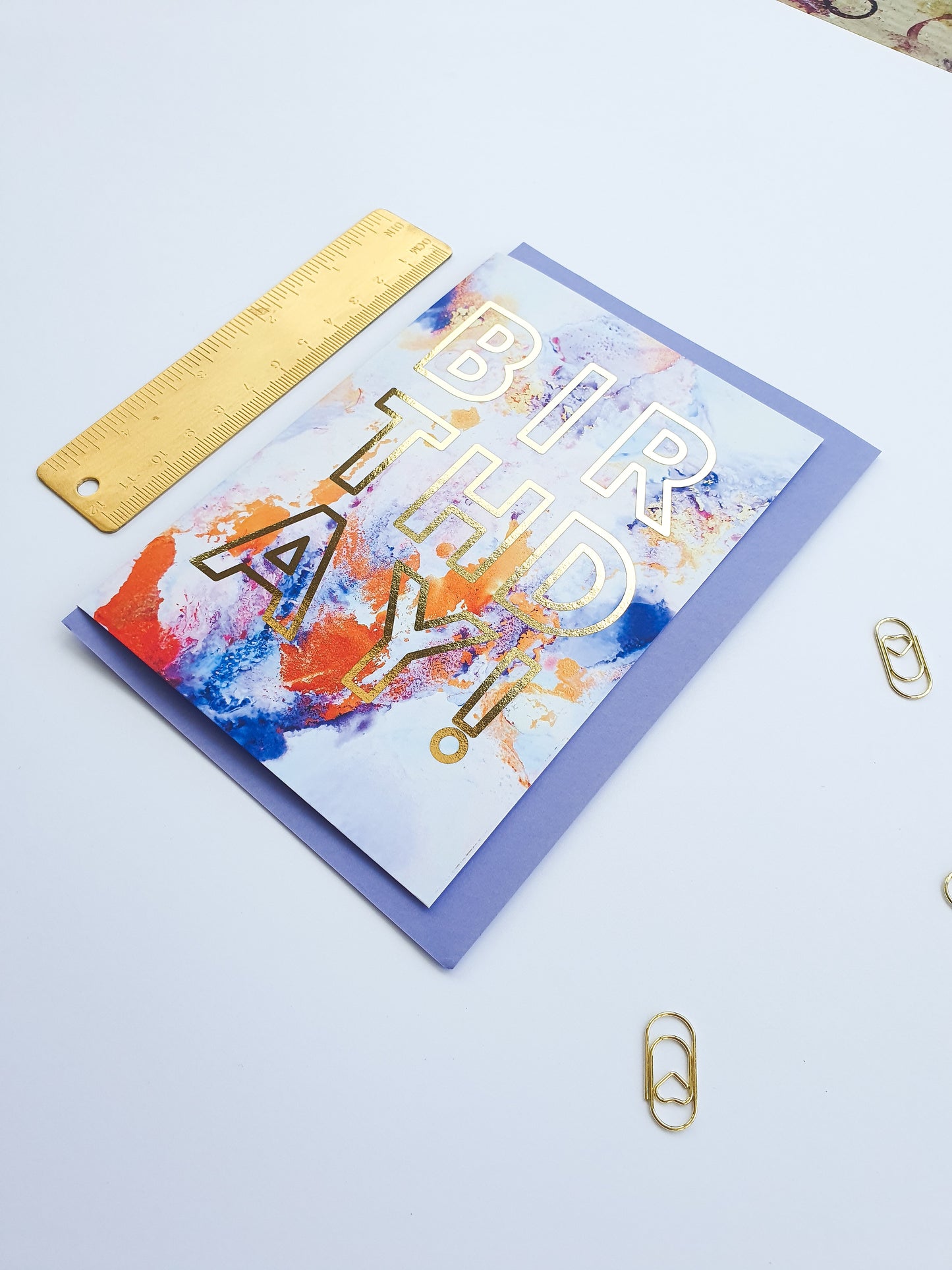 Happy Birthday - Greeting Card - Purple Marble - Gold Foiling - A6