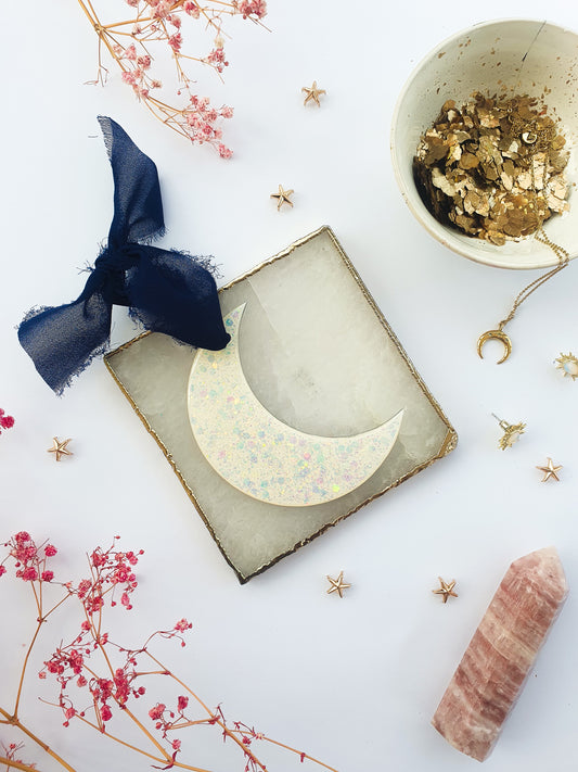 Iridescent Moon Hanging Ornament