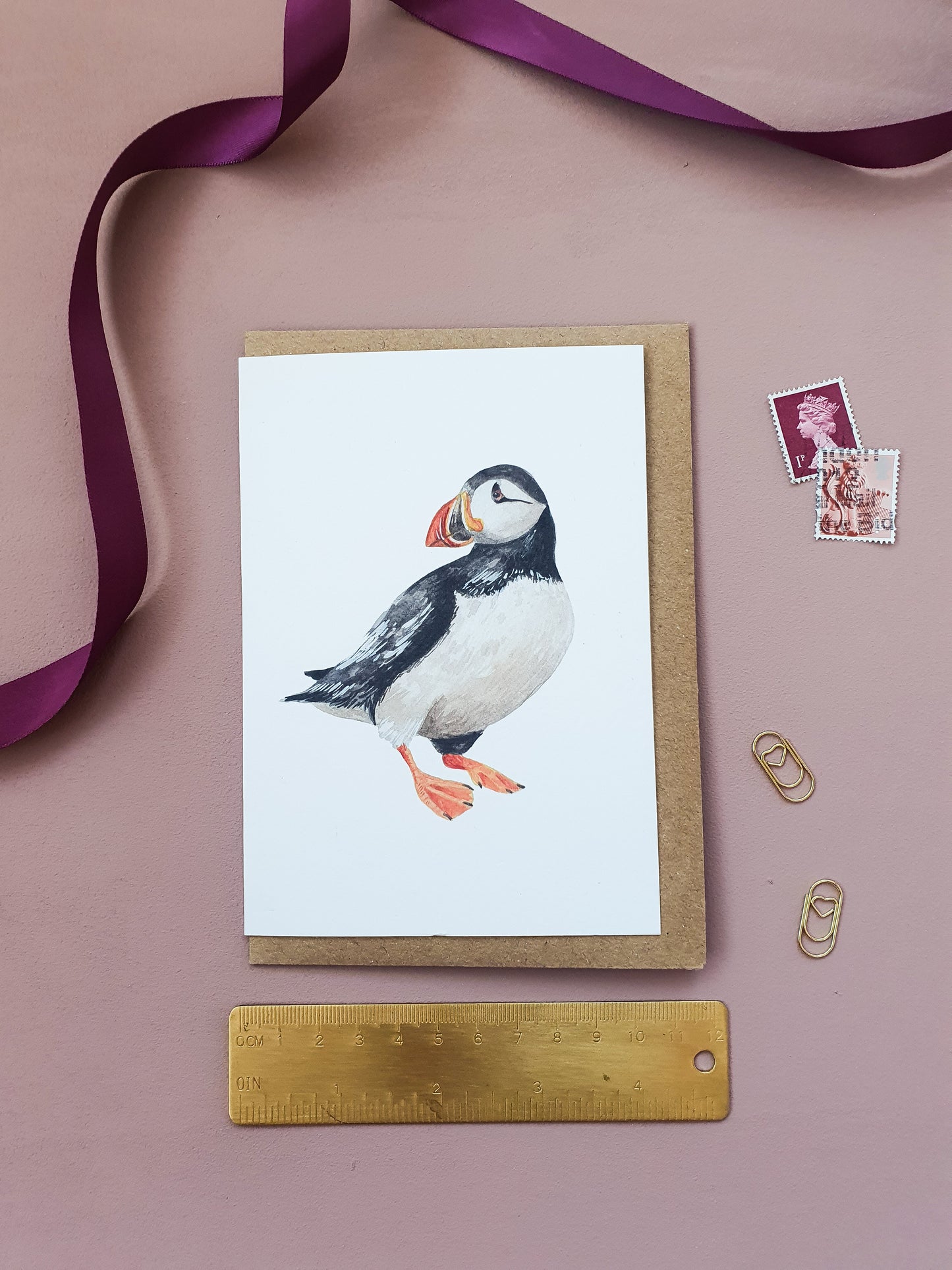 Puffin Watercolour Greeting Card