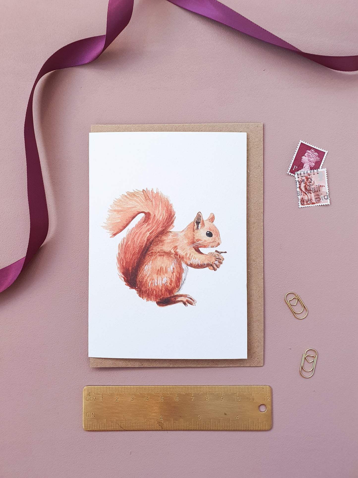 Red Squirrel Watercolour Greeting Card