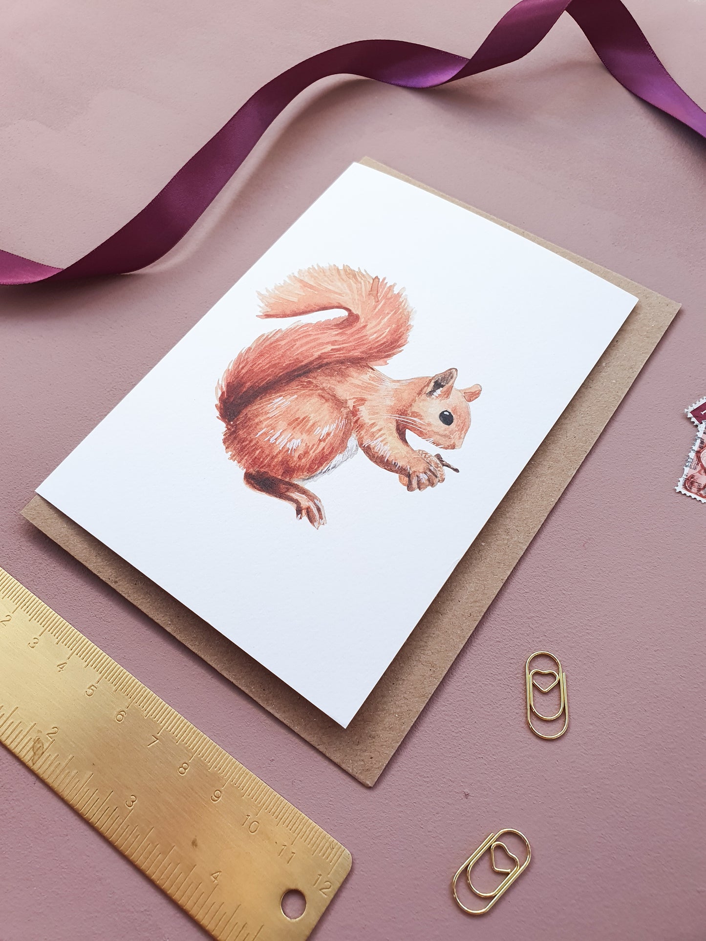 Red Squirrel Watercolour Greeting Card