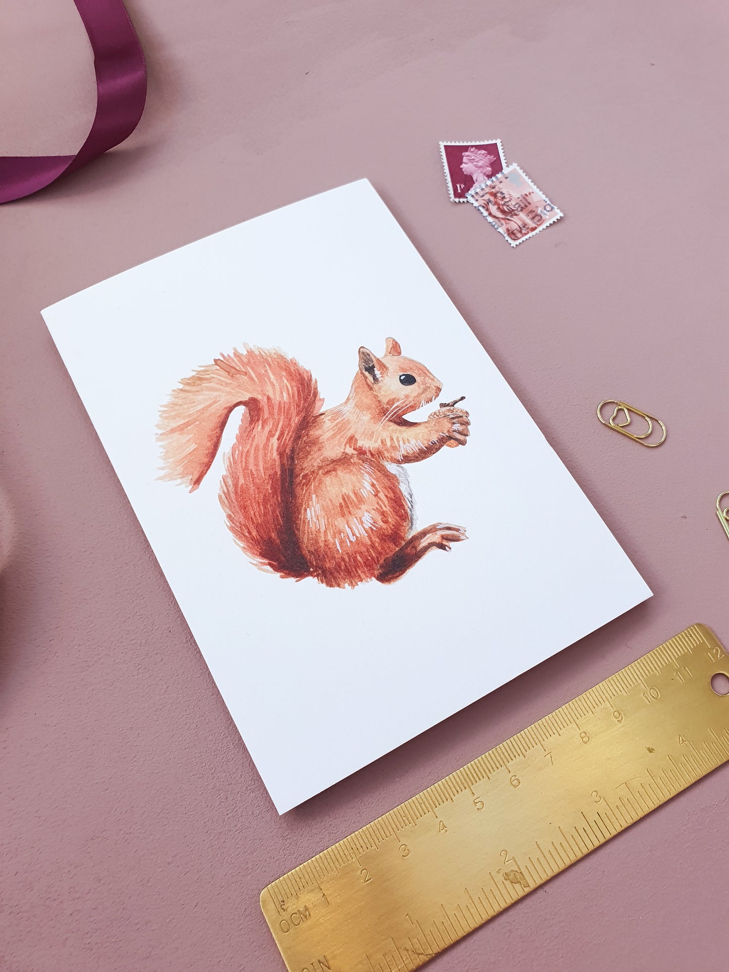 Red Squirrel Watercolour Greeting Card