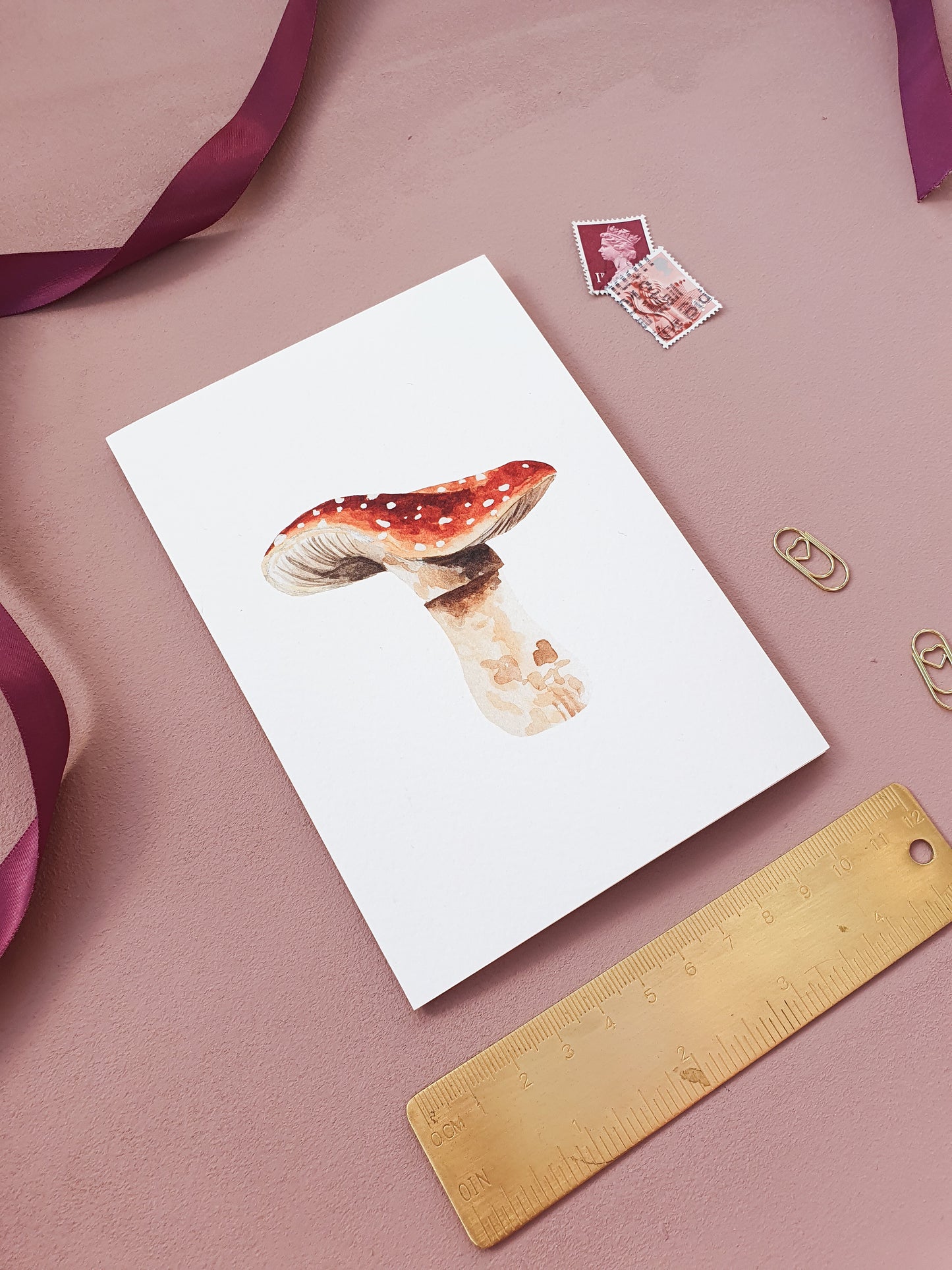 Brown Mushroom Watercolour Greeting Card