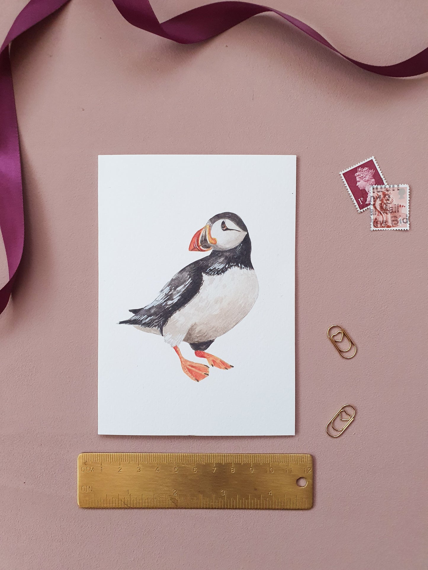 Puffin Watercolour Greeting Card