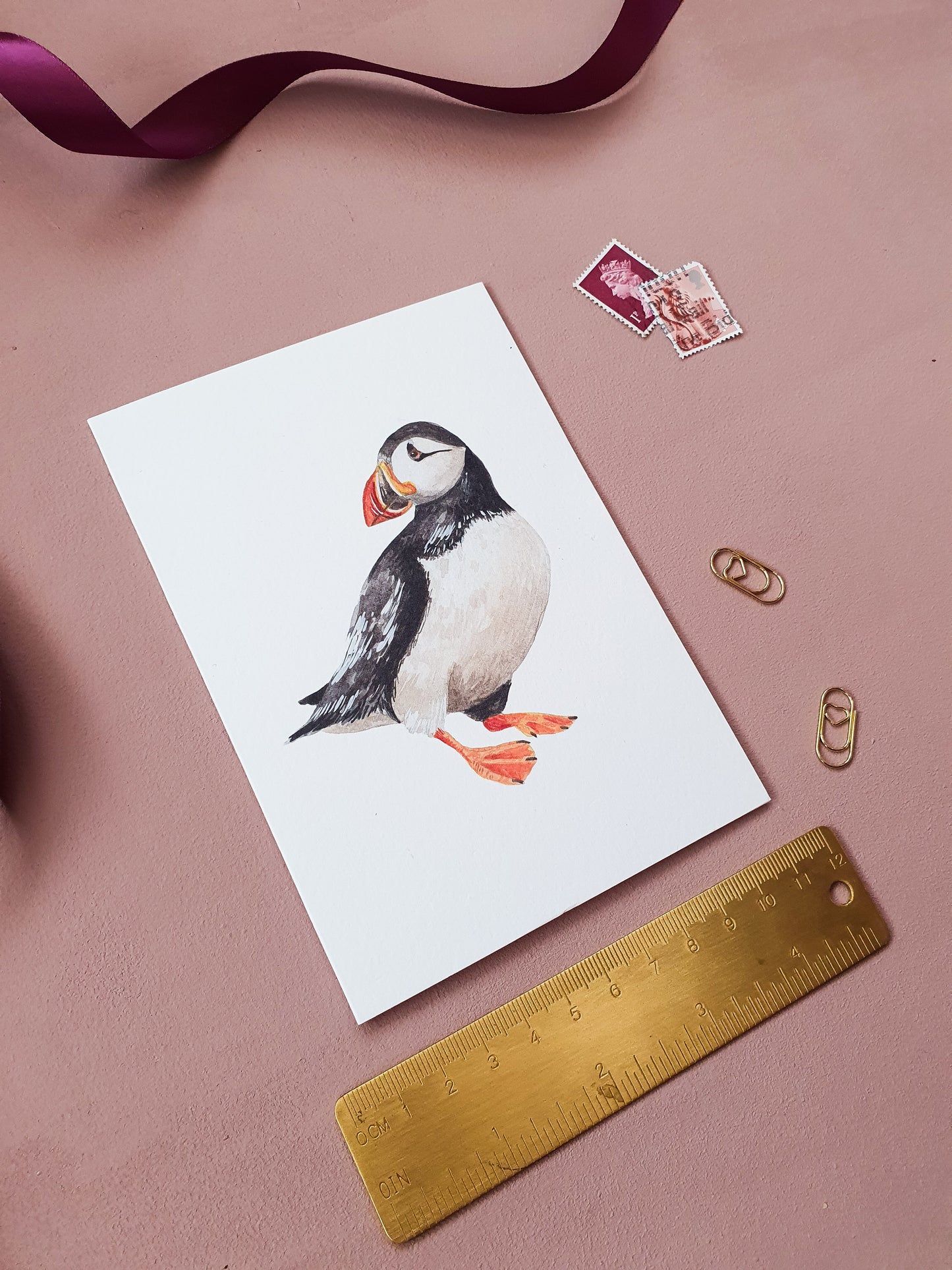 Puffin Watercolour Greeting Card